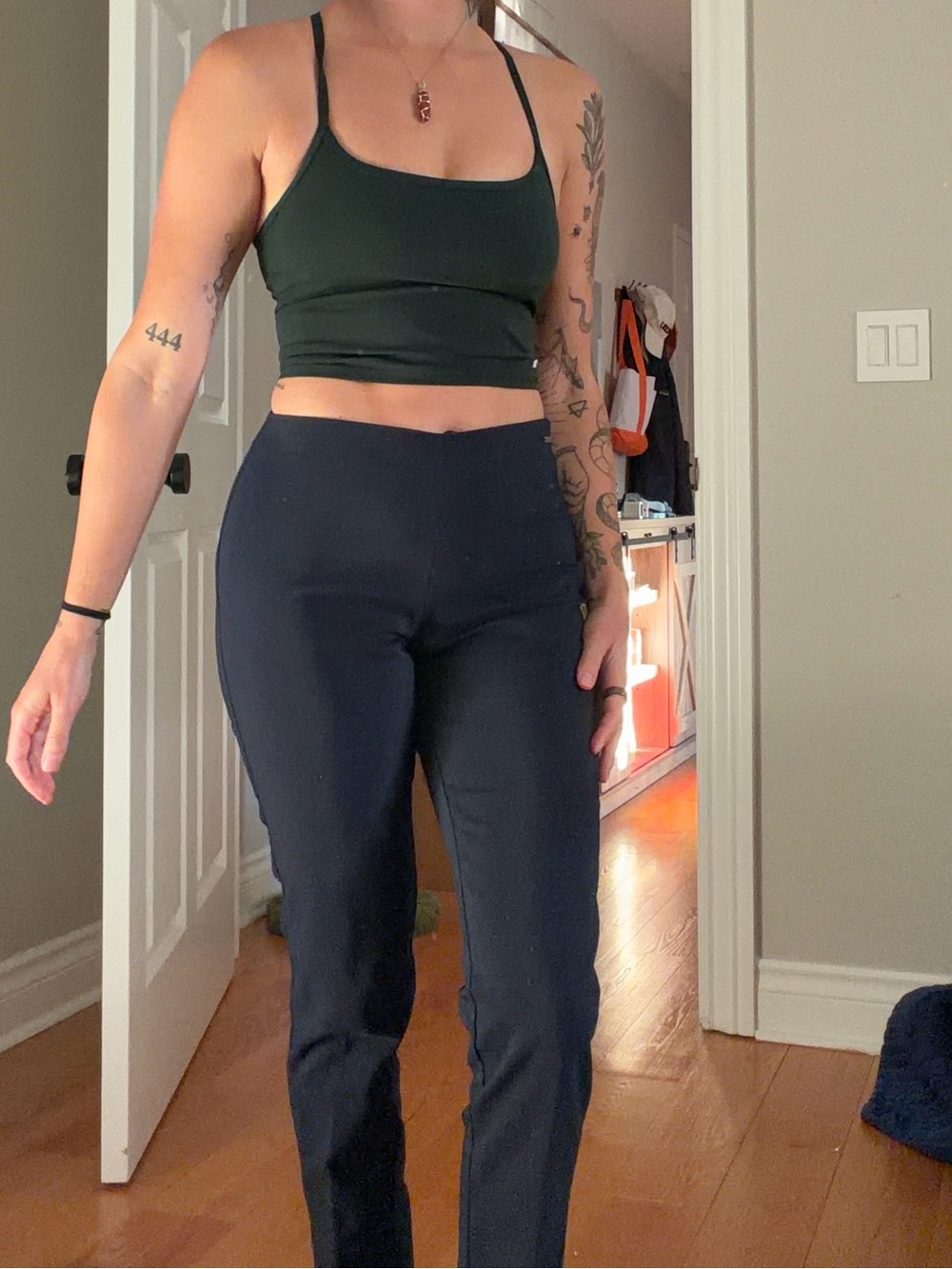 High-Rise Slim Straight Pants